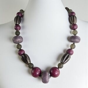 Vtg Hattie Carnegie Brutalist Ruby Statement Amethyst Glass Frosted Necklace 23"